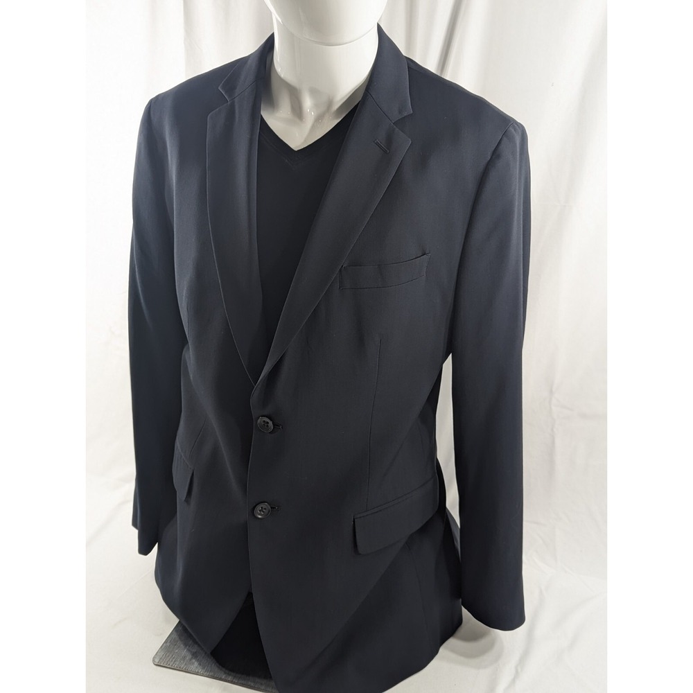 Banana Republic Sport Coat 42R Slim‎ Fit Cerruti Wool Navy Crosshatch Blazer